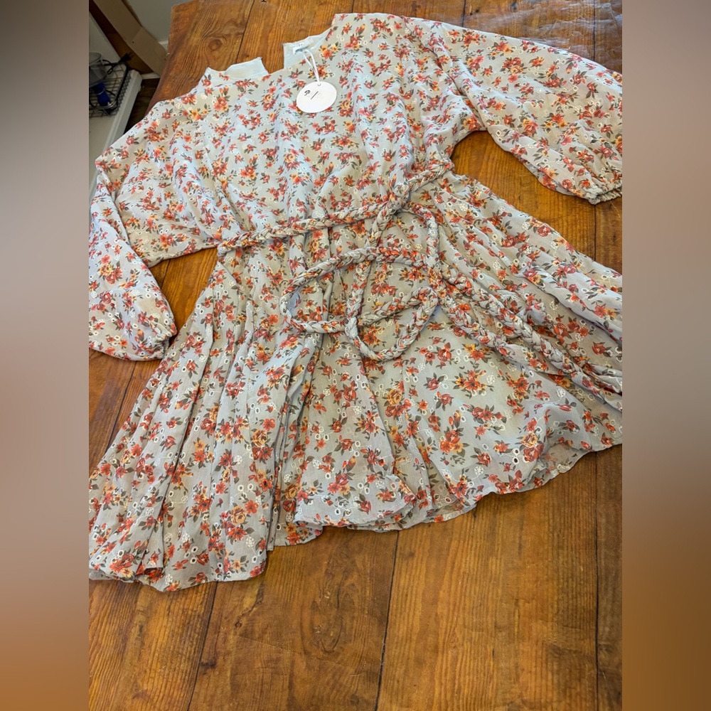 Storia Floral Long Sleeve Dress with Tie Waist - Picture 5 of 9
